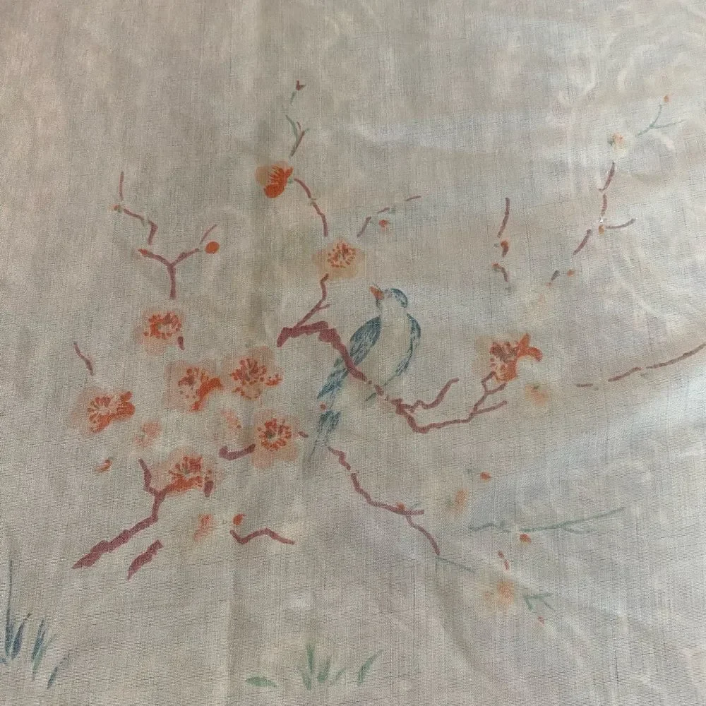 Floral Print with birds 50s Cream Bedding queen flat Sheet